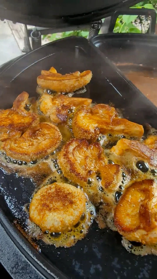 Lion's mane rounds searing in butter